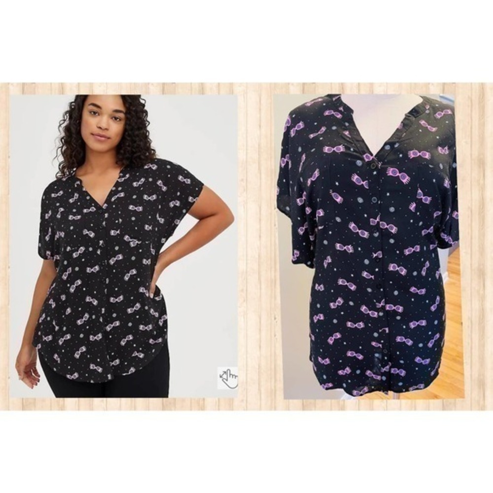 New Torrid 5 (5X,‎ 28) Harry Potter Luna Lovegood Button Up Challis Top Shirt